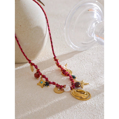 Gold rope chain - handmade natural stone necklace for women | Pure Vita Dubai
