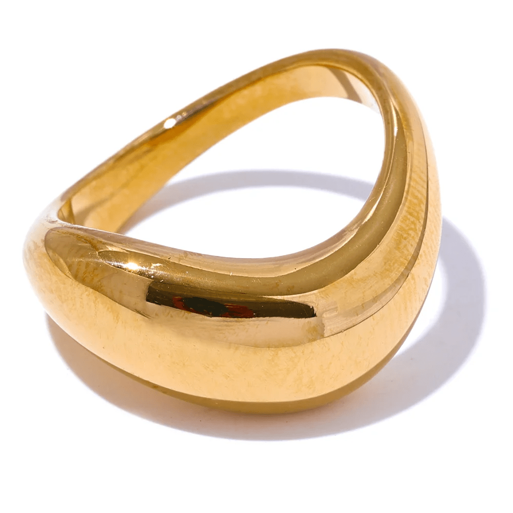 Geometric gold ring - minimalist stainless steel design for women | Pure Vita Dubai