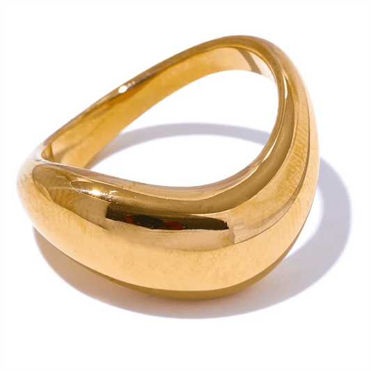 Geometric gold ring - minimalist stainless steel design for women | Pure Vita Dubai