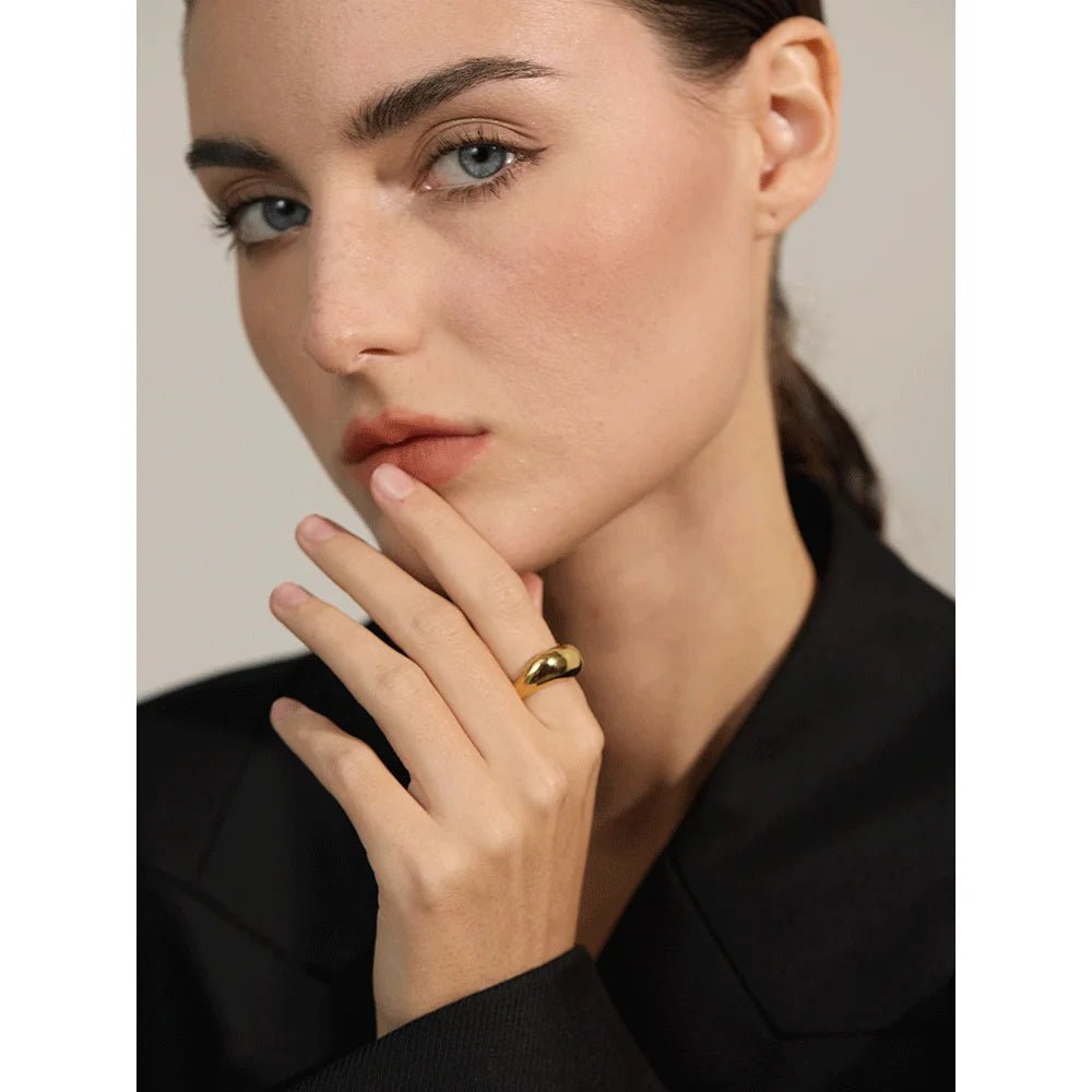 Geometric gold ring - minimalist stainless steel design for women | Pure Vita Dubai