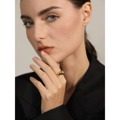 Geometric gold ring - minimalist stainless steel design for women | Pure Vita Dubai