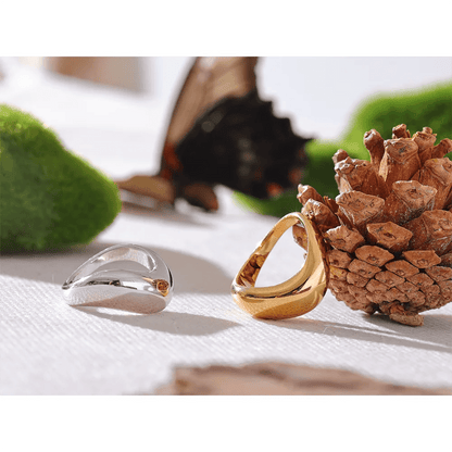 Geometric gold ring - minimalist stainless steel design for women | Pure Vita Dubai