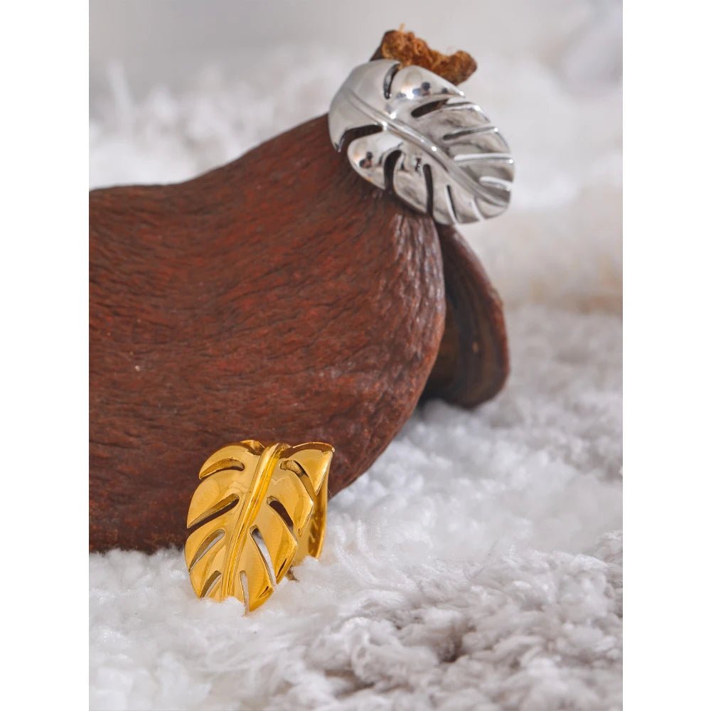 Gold leaf ring - 18K gold plated water resistant open design | Pure Vita Dubai