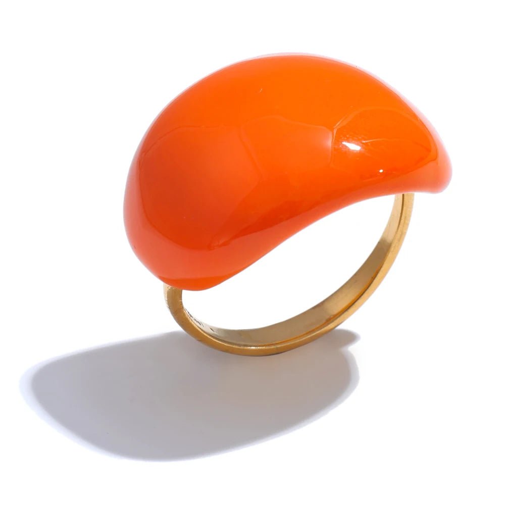 Multi-Color Enamel Ring - 18K Gold Plated Adjustable Stainless Steel | Pure Vita Dubai