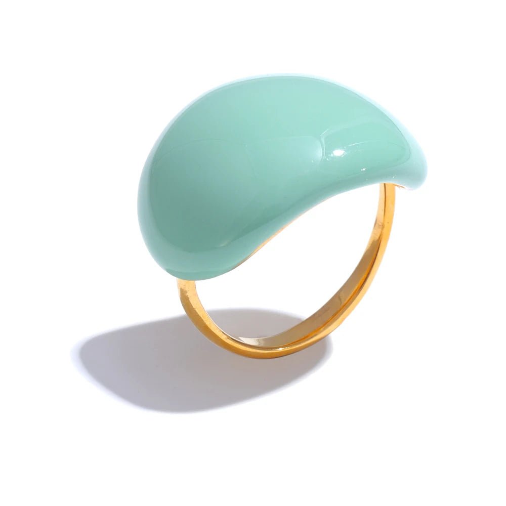 Multi-Color Enamel Ring - 18K Gold Plated Adjustable Stainless Steel | Pure Vita Dubai