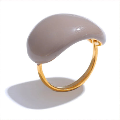 Multi-Color Enamel Ring - 18K Gold Plated Adjustable Stainless Steel | Pure Vita Dubai
