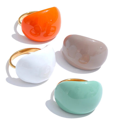 Multi-Color Enamel Ring - 18K Gold Plated Adjustable Stainless Steel | Pure Vita Dubai