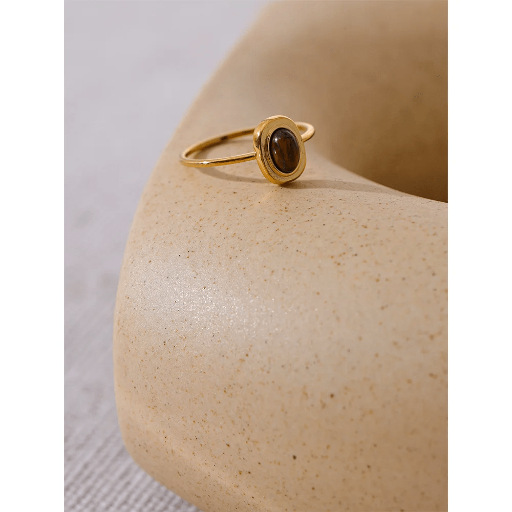 Gemstone rings - natural stone oval design for women | Pure Vita Dubai
