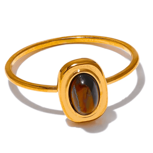 Gemstone rings - natural stone oval design for women | Pure Vita Dubai