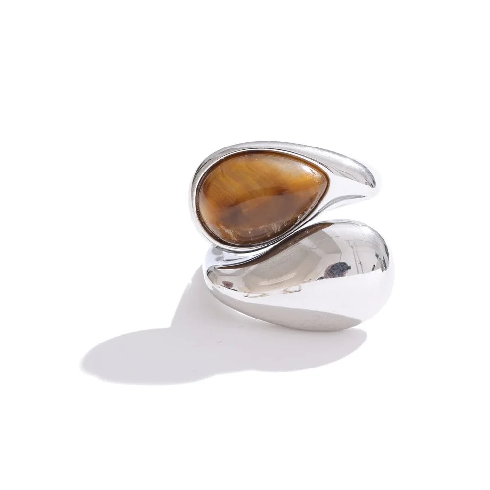 Pearl Water Drop Ring - 316L Stainless Steel PVD Gold Plated - Pure Vita Dubai