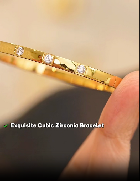 Zirconia Tennis Bracelet Bangle Bracelet 18K Gold Plated
