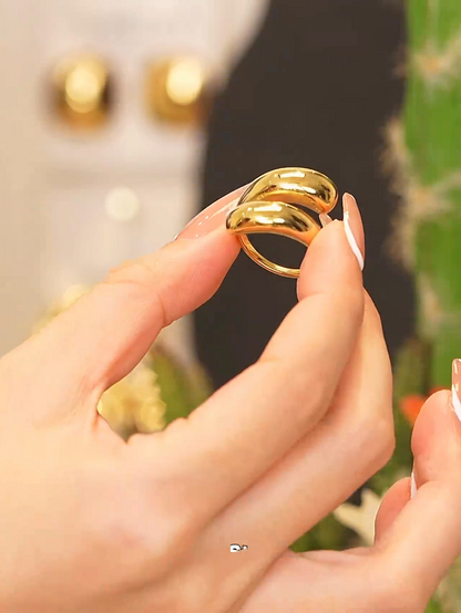 Chunky Gold Ring - Statement Wide Band Design