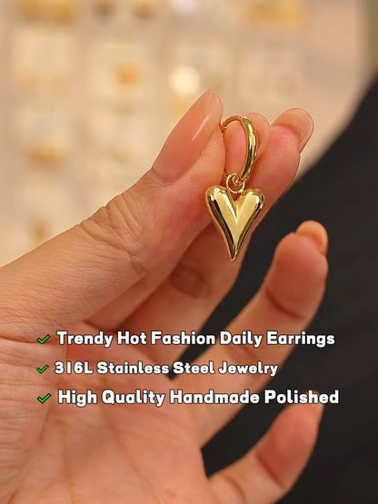 Heart Hoop Earrings - PVD Gold Plated Stainless Steel