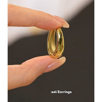 U Shape Hoop Earrings - 18K Gold PVD Plated Waterproof Classy