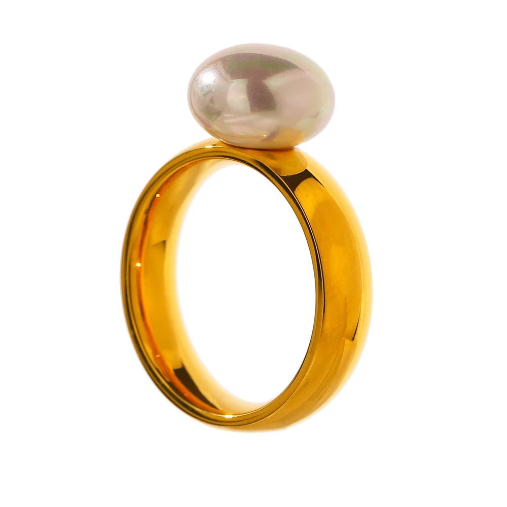 Pearl ring - 18K gold plated geometric design for women | Pure Vita Dubai