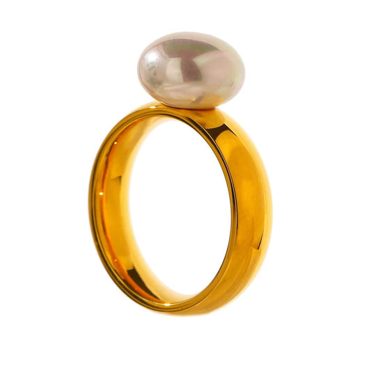 Pearl ring - 18K gold plated geometric design for women | Pure Vita Dubai