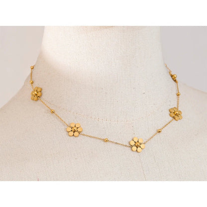 Flower necklace - waterproof PVD gold chain design for women | Pure Vita Dubai