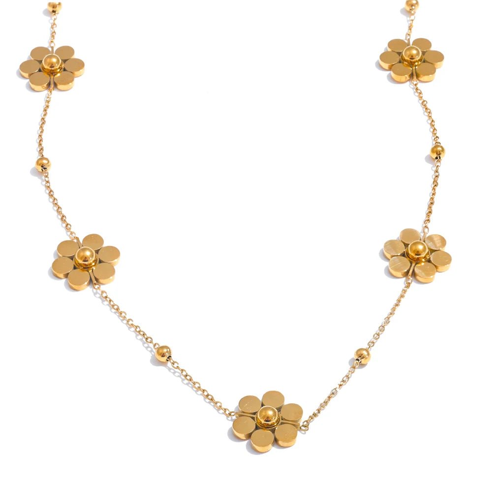 Flower necklace - waterproof PVD gold chain design for women | Pure Vita Dubai