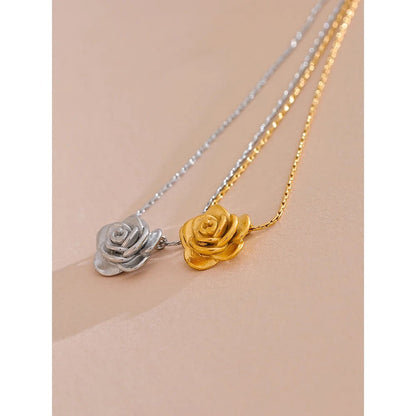 3D flower pendant necklace - waterproof 18K gold plated stereoscopic design | Pure Vita Dubai