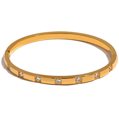 Zirconia tennis bracelet - PVD gold plated stainless steel design | Pure Vita Dubai