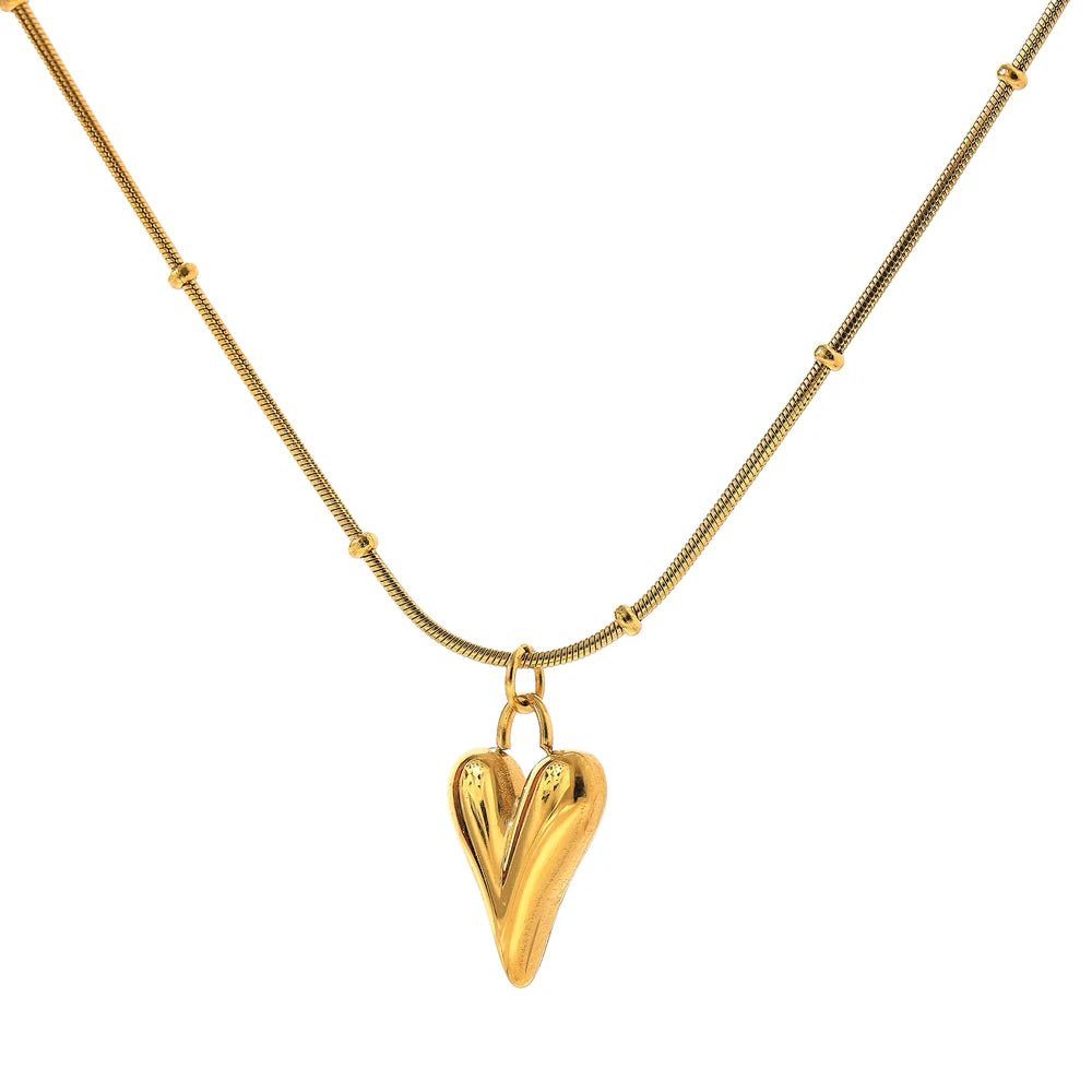 Heart necklace - 18K gold plated stainless steel choker for women | Pure Vita Dubai