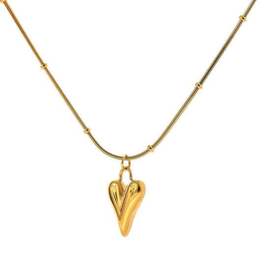 Heart necklace - 18K gold plated stainless steel choker for women | Pure Vita Dubai