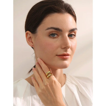 Chunky gold ring - wide statement band design for women | Pure Vita Dubai