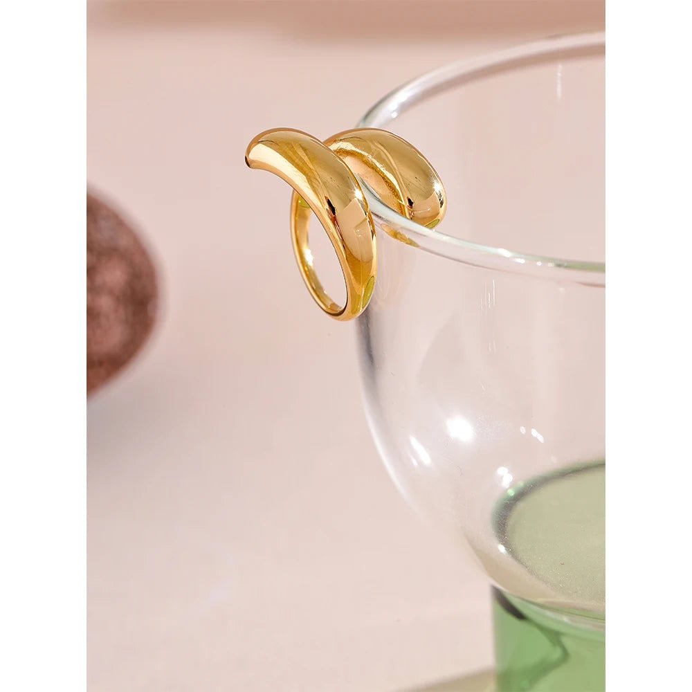 Chunky gold ring - wide statement band design for women | Pure Vita Dubai