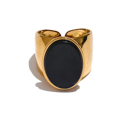 Natural stone ring gold - wide statement ring for women | Pure Vita Dubai