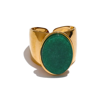 Natural stone ring gold - wide statement ring for women | Pure Vita Dubai